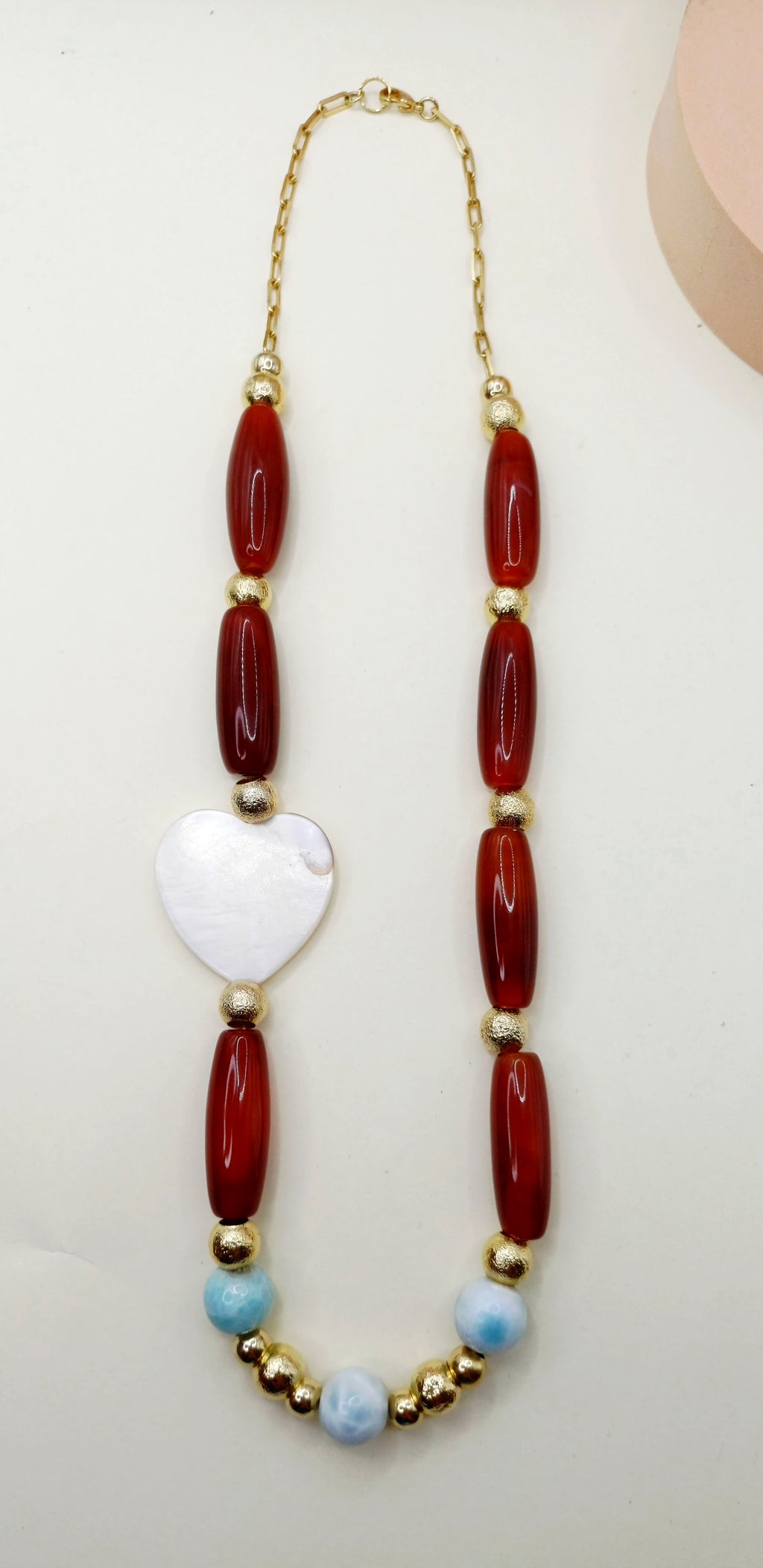 Collar de Cornalina con piedras de Larimar