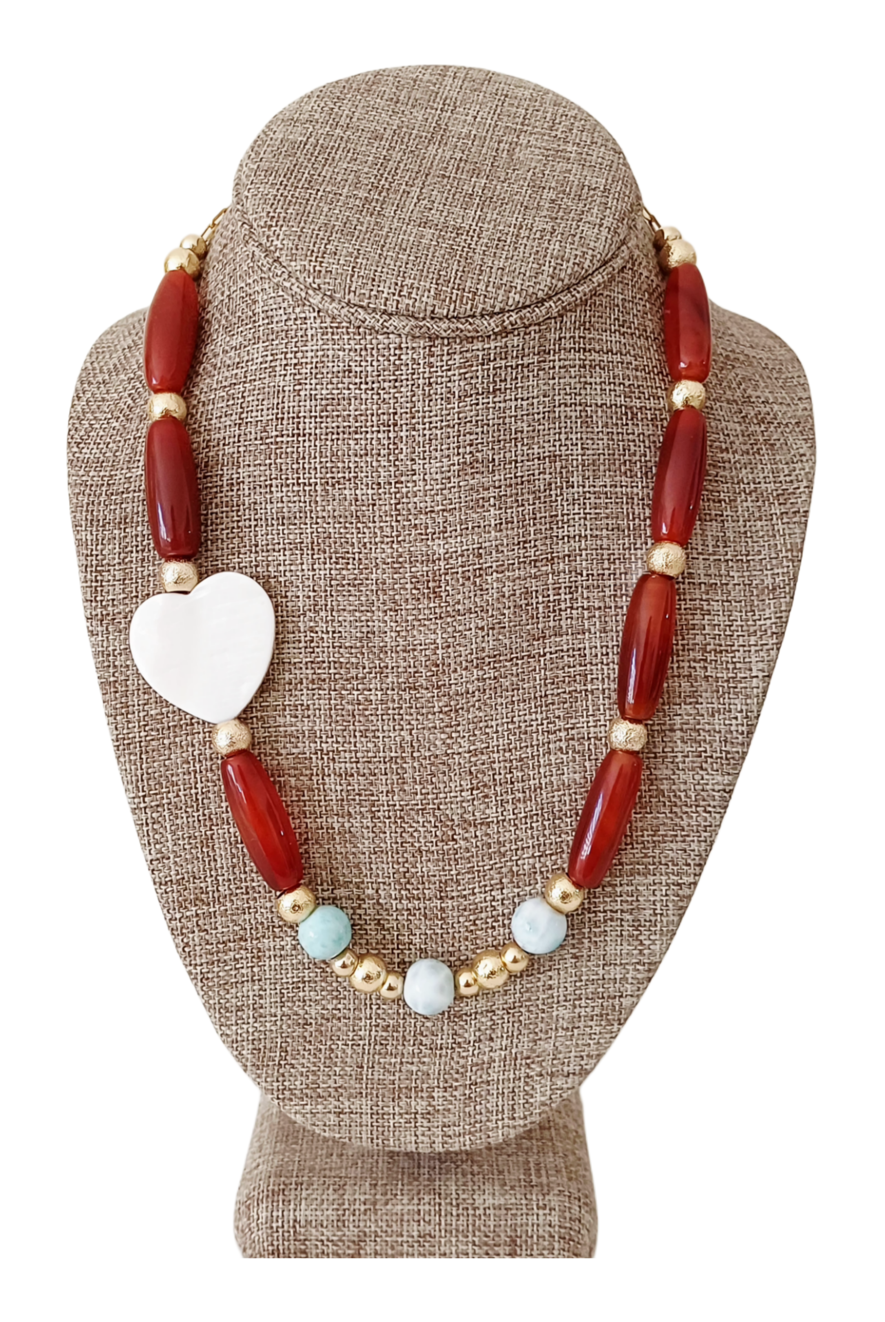 Collar de Cornalina con piedras de Larimar